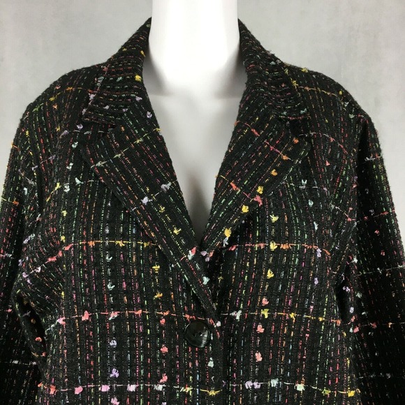 Chicos Jacket Womens Sz 2 US L 12 Black Multicolor Textured Blazer - Picture 2 of 9